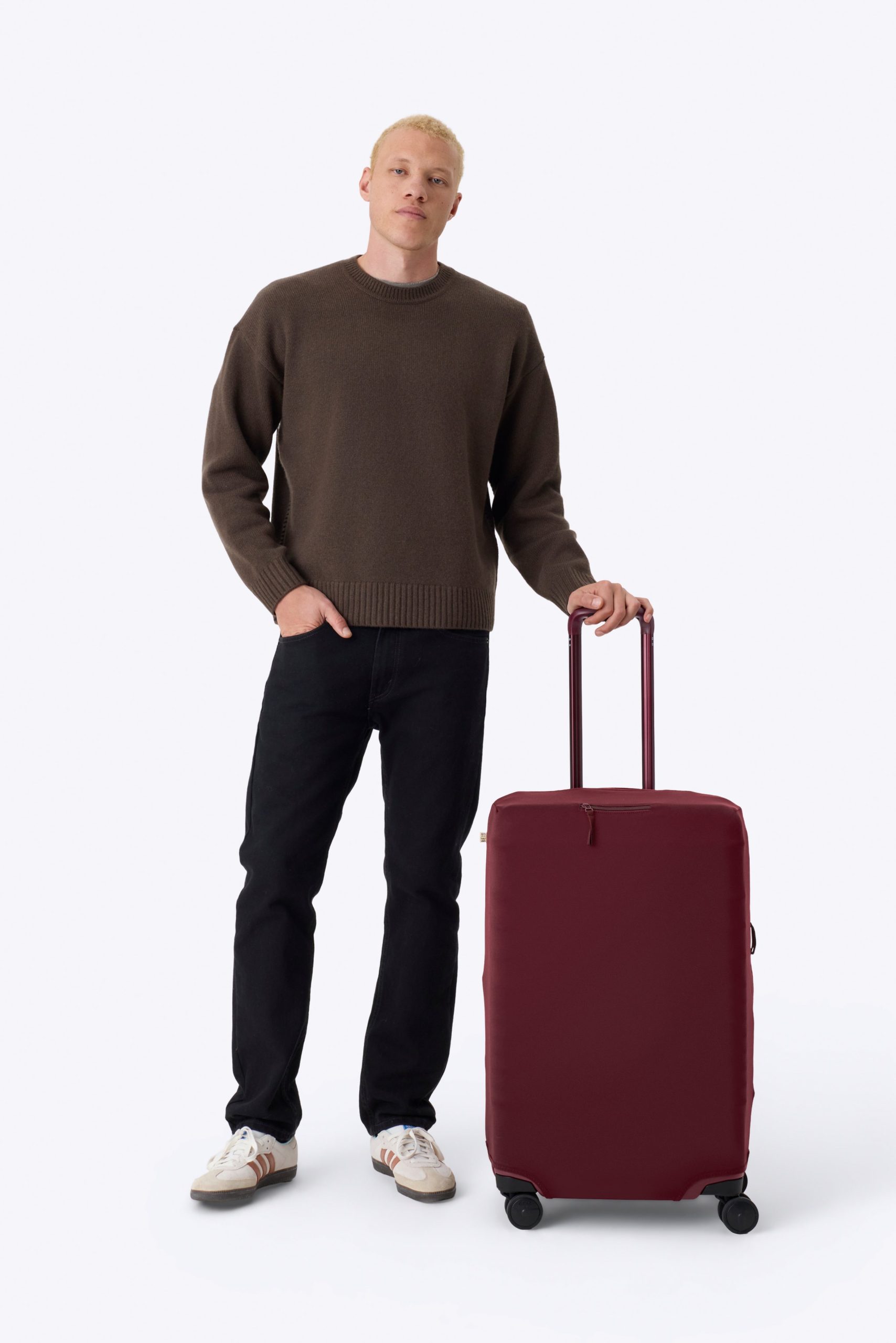 The Medium Check-In Luggage Cover in Burgundy - Image 4